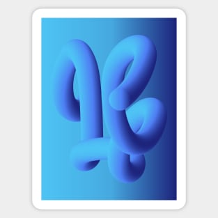 Fluid geometric blue shape. Ocean worm Sticker